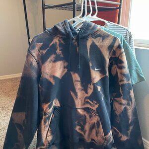 Nike black hoodie custom bleached